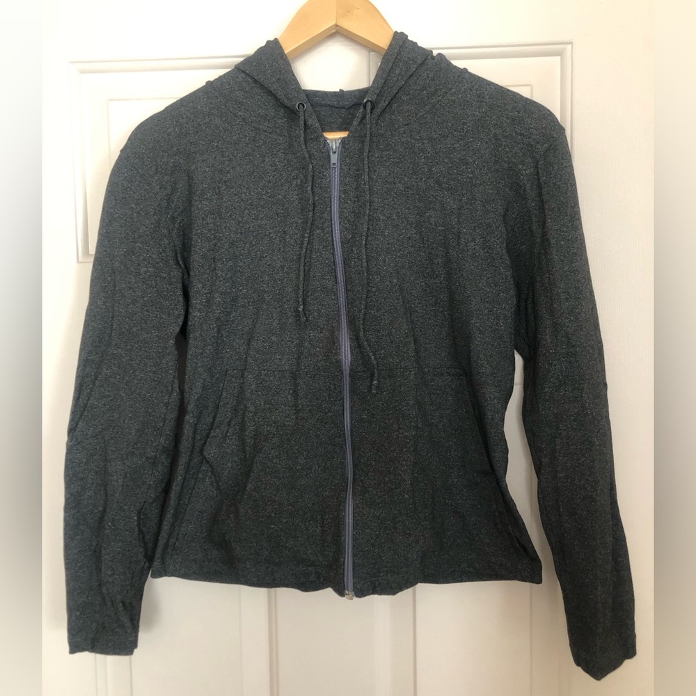 AMMA Womens Gray Zip Up Long Sleeve Athletic Jacket Hoodie Size Large